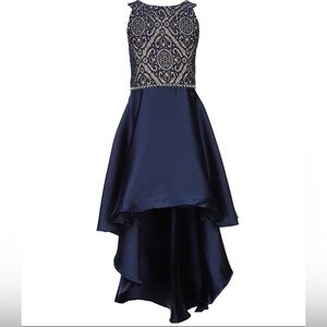 Speechless Blue and Cream Embellished High-Low Gown